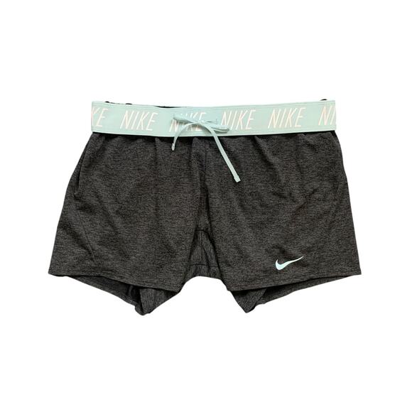 Nike Shorts Women L Large Cloud Graphite Dri Fit Logo Elastic Waist Drawstring - Picture 1 of 11